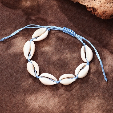 Bracciale Intrecciato a Mano in Conchiglia Naturale Bohemien da Donna Cavigliera da Spiaggia Regolabile Gioielli Estate