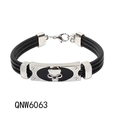 Punk Gothic Totenkopf Armband Für Herren Legierung Metallplatte PU Schnur Geflochten Einstellbar Hip Hop Schmuck