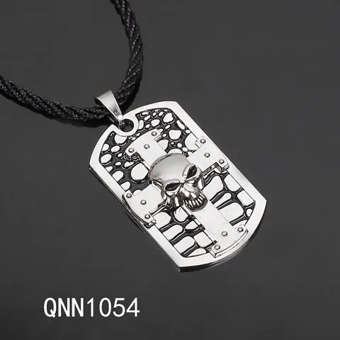 Vintage Punk Gothic Skull Cross Pendant Necklace For Men Antique Silver Alloy Electroplated Rock Sweater Chain Jewelry