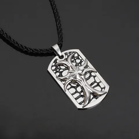 Collana Con Pendente a Croce e Stella in Metallo Punk Vintage per Uomo Gioielli in Lega e Corda Cerata Stile Gothic Street