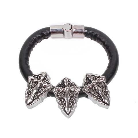 Bracelet Homme Vintage Punk en Alliage avec Croix et Bouclier Fermoir Magnétique Bijoux Style Gothique Rock pour Hommes Cadeau