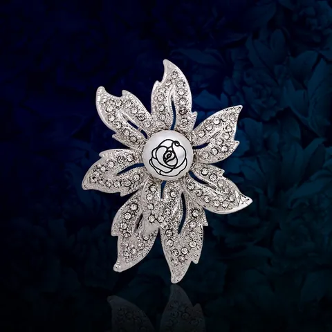 Elegante Spilla a Fiore in Lega Con Strass e Perla Artificiale Motivo a Rosa Gioielli di Moda Accessorio Corpetto per Donna