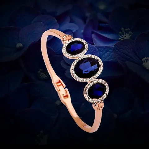 Roségold Armreif Für Damen Tiefblau Oval Kristall Strass Elegant Legierung Armreif Armband Eingelegt Schmuck Geburtstagsgeschenk