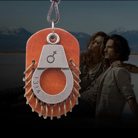 Retro Alloy Cowhide Leather Handcuff Pendant Necklace For Couples Eternal Love 1314 Engraved Industrial Style Adjustable Rope Jewelry