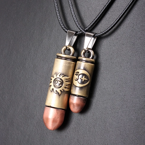 Vintage Legierung Kugel Anhänger Halskette Für Paare Retro Sonne Mond Stern Geprägt Bronze Medaillon Wachsseil Kette Schmuck