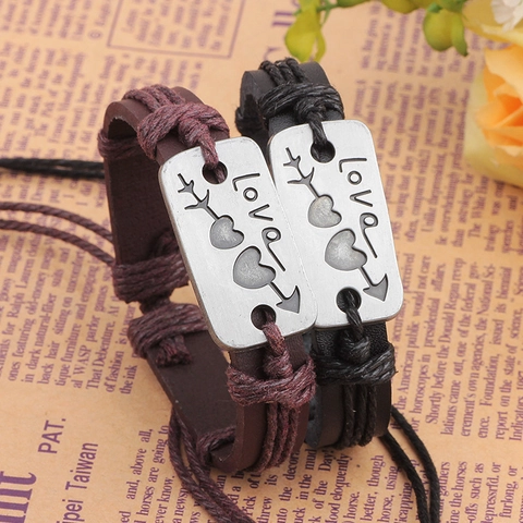 Vintage Cupidos Pfeil Herz Liebe Legierung Armband Retro Geflochtenes Paar Schmuck Für Damen Herren Mode Armreif Geschenk