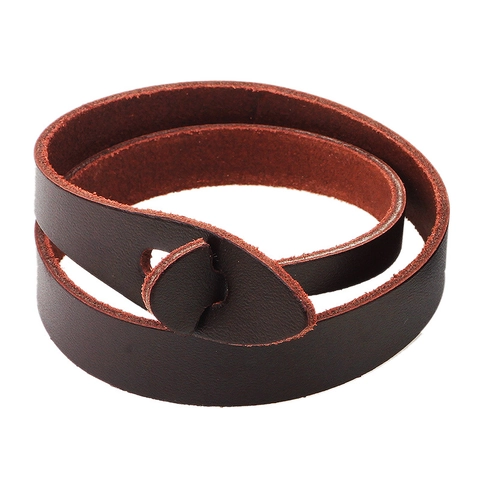 Vintage Handmade Cowhide Double Wrap Bracelet For Women Minimalist Leather Cuff Bracelet Alloy Plug Buckle Retro Jewelry Gift