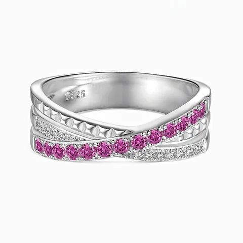 Anello Incrociato in Argento Sterling S925 per Donna con Zirconia Intarsiata Elegante Anello da Dito Minimalista Regalo Gioielli