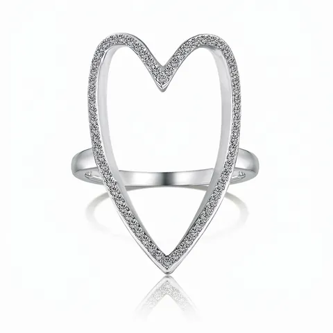 925 Sterling Zilver Hol Hart Open Ring Voor Vrouwen Elegante Zirconia Ingelegde Minimalistische Verstelbare Ring