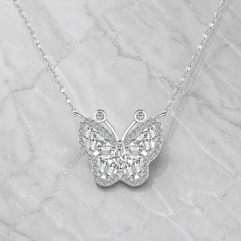925 Sterlingsilber Schmetterling Anhänger Halskette Für Damen Luxus Strass Eingelegt Galvanisierte Schlüsselbeinkette Schmuck Geschenk