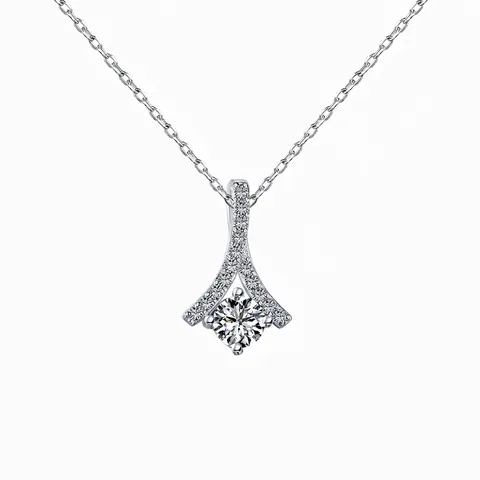 925 Sterling Silver Zirconia Pendant Necklace For Women Elegant V-Shape Geometric Clavicle Chain Luxury Design Jewelry Gift