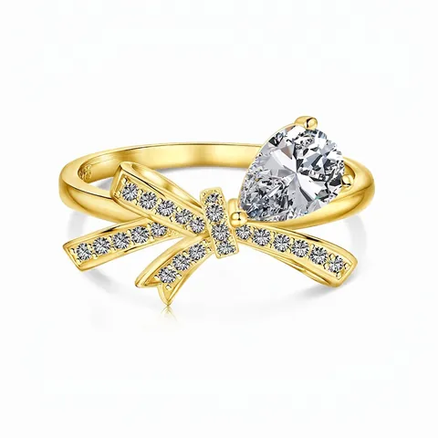 Bague en Argent Sterling 925 Nœud Papillon pour Femme Forme de Poire Strass Incrusté Mode Urbaine Élégant Bijoux Cadeau Mariage Fête