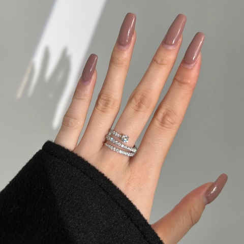 Mode 925 Sterlingsilber Spiral Ring Für Damen Weißgold Vergoldet Strass Eingelegtes Band Zierlicher Schmuck Accessoire Geschenk