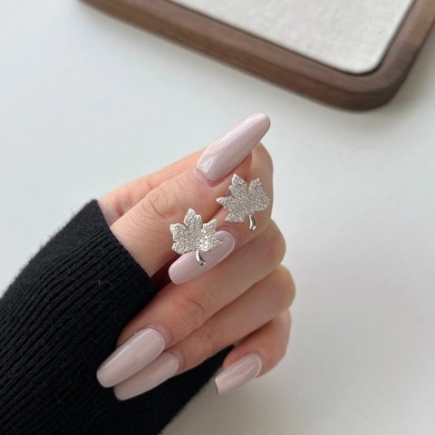 Squisiti Orecchini a Bottone in Argento Sterling 925 a Foglia di Acero da Donna Strass Intarsiati Gioielli Regalo