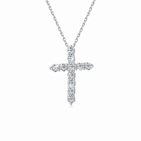 Collana con Ciondolo a Croce in Argento Sterling 925 per Donna Elegante Gioielli Religiosi Placcati Oro Argento con Intarsio di Zirconia