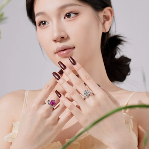 925 Sterling Silver Flower Ring For Women Personal Design Floral Shape Zirconia Inlaid Finger Ring Personal Fashion Jewelry