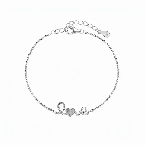 Bracciale in Argento Sterling S925 Love Heart per Donna Bracciale Minimalista con Lettera Love Charm con Zirconia Catena Regolabile Gioielli