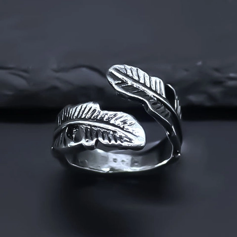 Vintage Legering Veer Open Ring Voor Dames Heren Retro Distressed Verstelbaar Punk Stijl Hip Hop Sieraden Unisex Cadeau