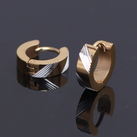 Minimalist Stainless Steel Diagonal Stripe Hoop Earrings For Men Women Neutral Punk Hip-Hop Style Jewelry Accessory Gift
