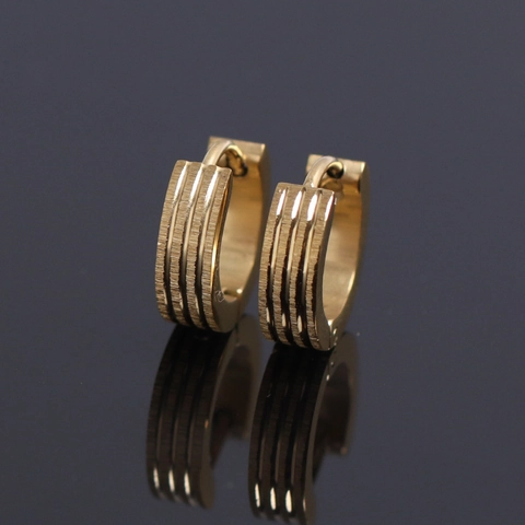 Orecchini a Cerchio Huggie in Acciaio Inossidabile Minimalisti Per Donna Uomo Geometrici a Tripla Linea Gioielli