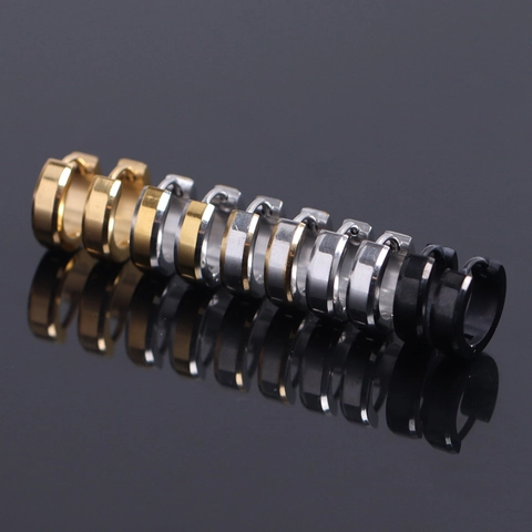 Pendientes de Aro Minimalistas de Acero Inoxidable para Hombre Mujer Geométricos Redondos Pulidos con Hebilla de Oreja Joyería de Moda Simple