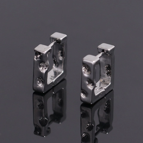 Pendientes de Aro Huggie de Acero Inoxidable para Hombre Minimalistas Cuadrados Geométricos Irregulares Joyería Retro