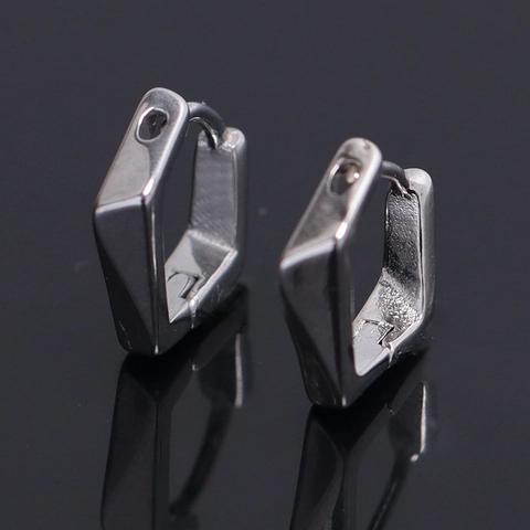 Minimalistische Geometrische Polygon Ohrringe Für Herren Edelstahl Silber Quadratisches Polygon Ohrenschnalle Schmuck Zubehör