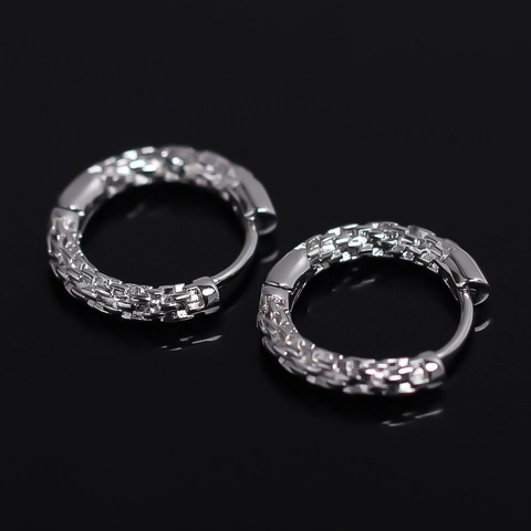 Minimalist Geometric Twisted Copper Hoop Earrings For Men Silver Color Niche Design Metal Braided Texture Huggie Earrings