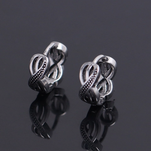 Orecchini a Bottone Infinito in Acciaio Inossidabile Vintage per Uomo Hip Hop Argento Antico Geometrico Gioielli per Festa