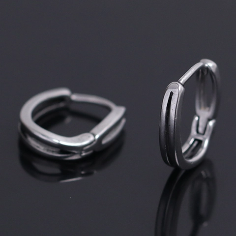 Minimalist Stainless Steel Oval Hoop Earrings For Men Women Geometric Industrial Huggie Earrings Silver Color Jewelry