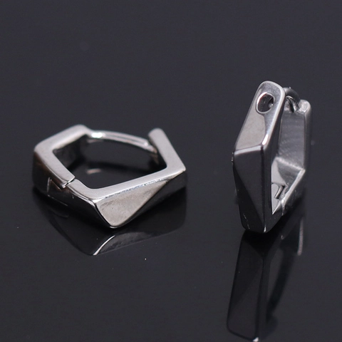 Minimalistische Geometrische Polygon Ohrringe Für Herren Edelstahl Silber Quadratisches Polygon Ohrenschnalle Schmuck Zubehör