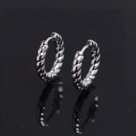 Minimalisti Orecchini a Cerchio in Rame a Corda Intrecciata Per Uomo Donna Orecchini Huggie Placcati in Argento Gioielli Retro