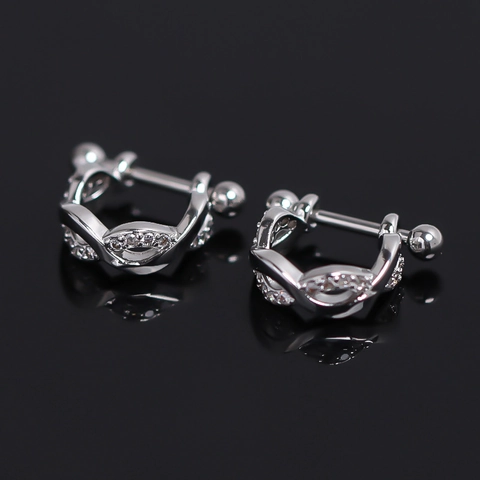 Orecchino A Perno In Rame Zircone Torsione Infinity Piercing Cartilagine Helix Gioielli Con Chiusura A Sfera Filettata