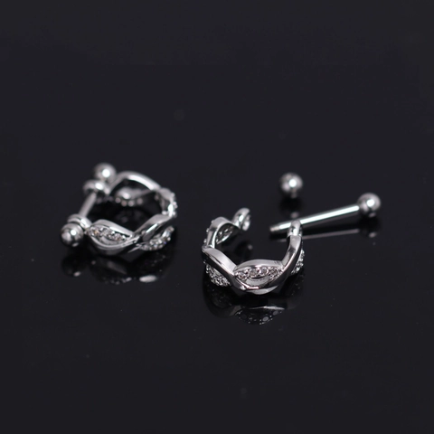 Orecchino A Perno In Rame Zircone Torsione Infinity Piercing Cartilagine Helix Gioielli Con Chiusura A Sfera Filettata