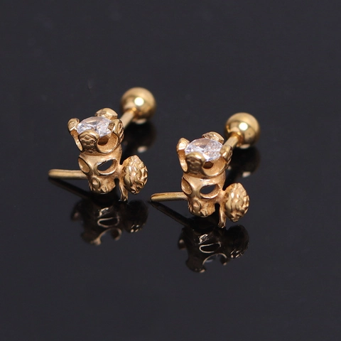 Gothic Stainless Steel Skull Rose Stud Earrings Punk Rhinestone Flower Ear Bone Nail Piercing Jewelry For Men Women
