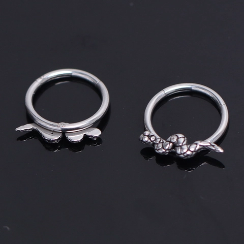 Orecchini a Cerchio in Acciaio Inossidabile a Forma di Serpente per Uomo Donna Punk Gothic Vipera Animal Piercing Gioielli