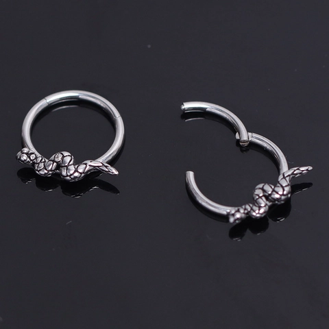Orecchini a Cerchio in Acciaio Inossidabile a Forma di Serpente per Uomo Donna Punk Gothic Vipera Animal Piercing Gioielli
