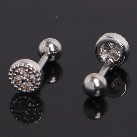 Geometrische Ronde Roestvrij Stalen Strass Oorknopjes Met Schroefsluiting Kraakbeen Piercing Sieraden