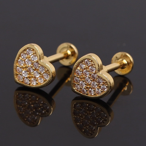 Orecchini A Cuore Acciaio Inossidabile Zirconia Retro Piatto Filettato Labret Cartilagine Piercing Gioielli Moda Coreana