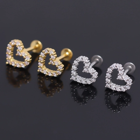 Hartvormige Roestvrijstalen Oorknopjes Met Strass-inleg Voor Dames Heren Gepersonaliseerde Hart Sieraden Oorknopje