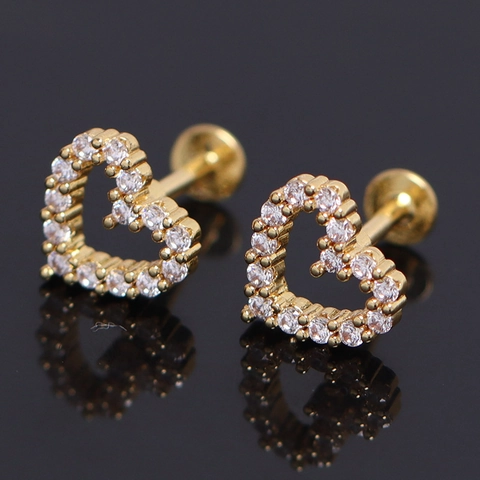 Hartvormige Roestvrijstalen Oorknopjes Met Strass-inleg Voor Dames Heren Gepersonaliseerde Hart Sieraden Oorknopje