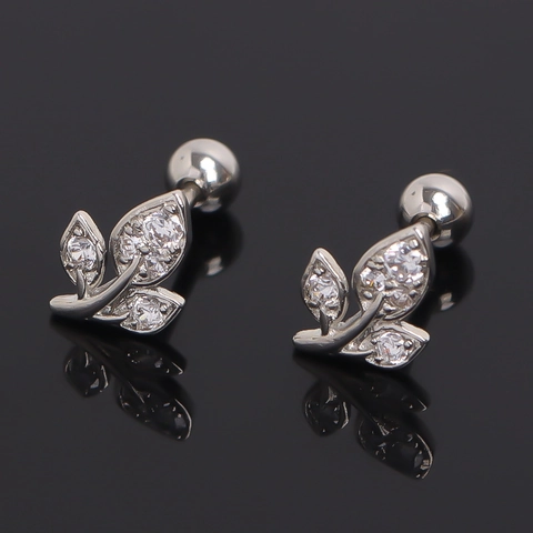 Minimalistische Roestvrijstalen Blad Oorknopjes Voor Dames Heren Hip Hop Punk Strass Schroefsluiting Sieraden Per Stuk