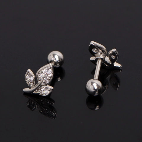 Minimalistische Roestvrijstalen Blad Oorknopjes Voor Dames Heren Hip Hop Punk Strass Schroefsluiting Sieraden Per Stuk