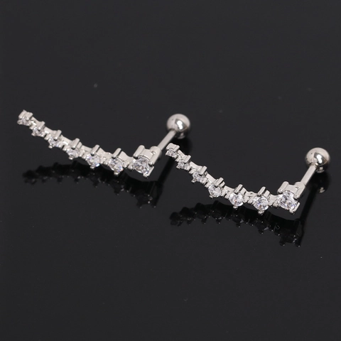 Orecchini a Bottone in Acciaio Inossidabile con Strass Curvi Stile Individuale Color Argento Gioielli a Forma di U per Uomo Donna
