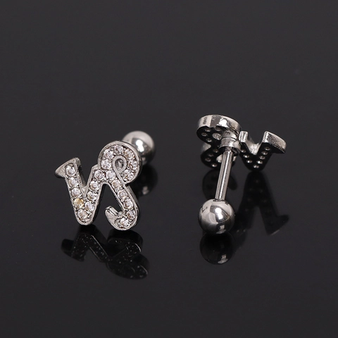 Steenbok Sterrenbeeld Roestvrij Stalen Oorknopjes Voor Mannen Vrouwen Gepersonaliseerde Strass Kraakbeen Nagel Zilverkleurige Sieraden