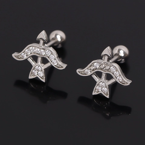 Edelstahl Pfeil Und Bogen Ohrstecker Mit Strass Schütze Amors Pfeil Ohrknorpel Piercing Schmuck Für Herren Damen