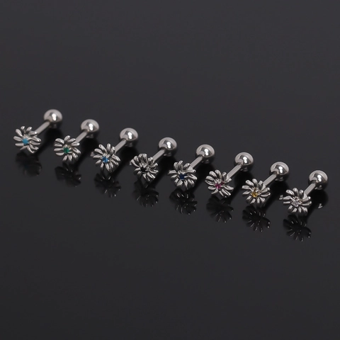 Orecchini a Bottone a Forma di Margherita in Acciaio Inossidabile Con Strass Colorati Piccoli Gioielli Floreali Freschi con Chiusura a Vite per Donna