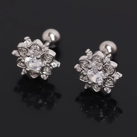 Edelstahl Blumen Ohrstecker Strass Eingelegt Floral Piercing Ohrringe Kleines Blumen Accessoire Für Unisex Schmuck