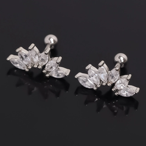 Orecchini a Bottone a Forma di Corona di Fiori in Acciaio Inossidabile per Uomo Donna Unisex Con Chiusura a Vite in Strass