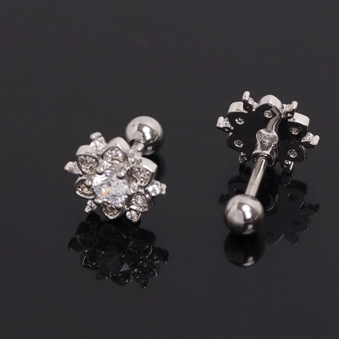 Edelstahl Blumen Ohrstecker Strass Eingelegt Floral Piercing Ohrringe Kleines Blumen Accessoire Für Unisex Schmuck